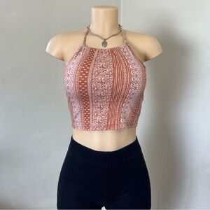 Forever 21 Rust Patterned Halter Crop Top